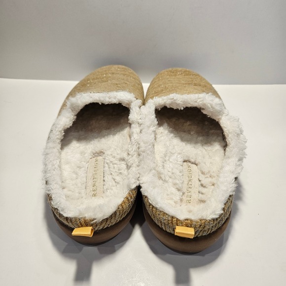 Revitalign Womens Orthotic Slippers Tan Metallic Knit Shearling Mules Size 9B - Picture 4 of 7